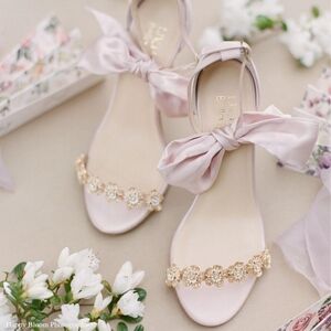 Bella Belle Blush Pink Mariee Wedding/Evening Pink Heels Shoes With Bows